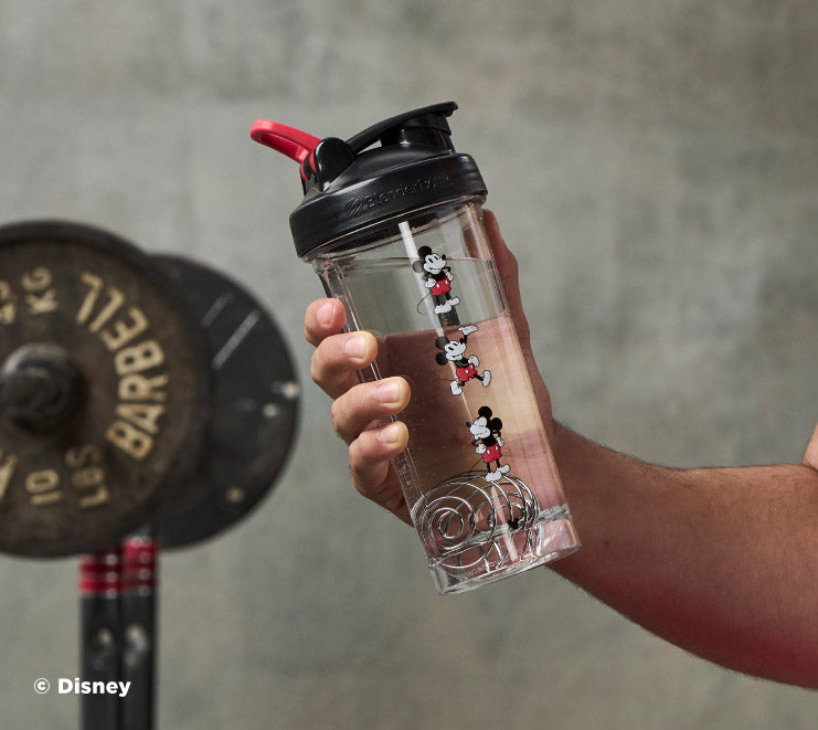 pro-series-x5 Mickey_Mouse_Protein_Shaker_Bottle_Being_Held_In_the_Gym.jpg